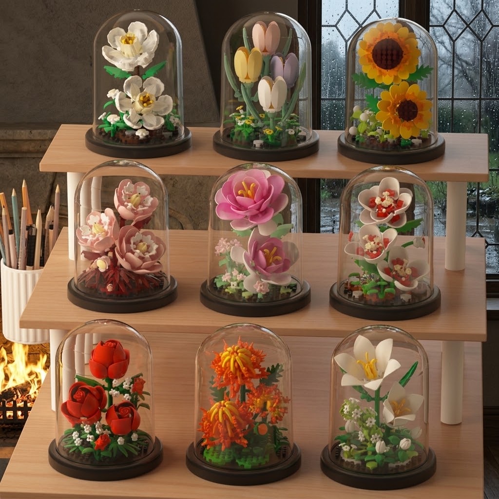 Bloques Florales Compatible con Lego | Set 100–200 Piezas | Niños 7–14 años