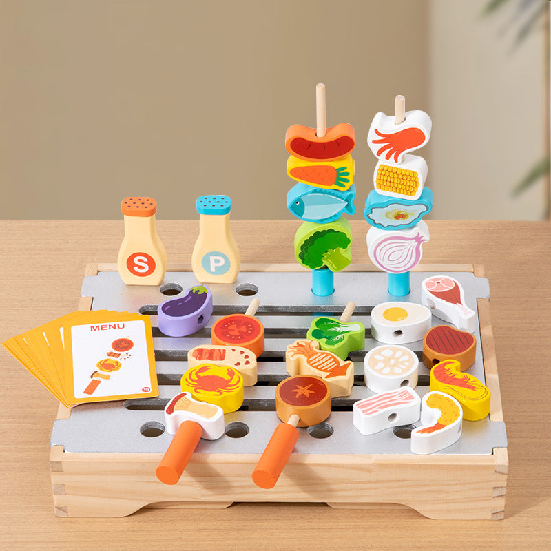 Cocina de Madera con Barbacoa Montessori | Juguete Educativo Niña 4–6 años