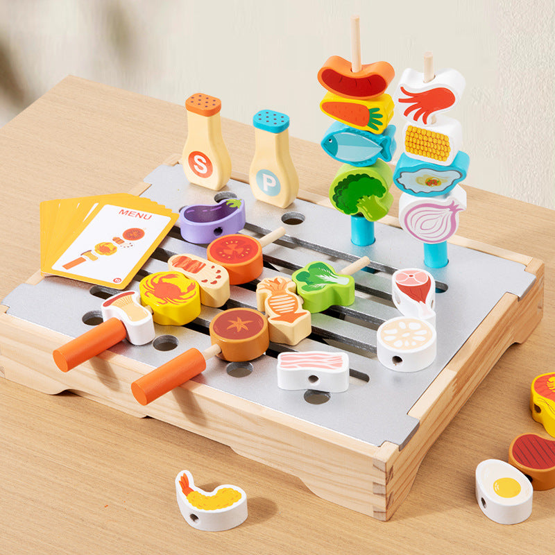 Cocina de Madera con Barbacoa Montessori | Juguete Educativo Niña 4–6 años