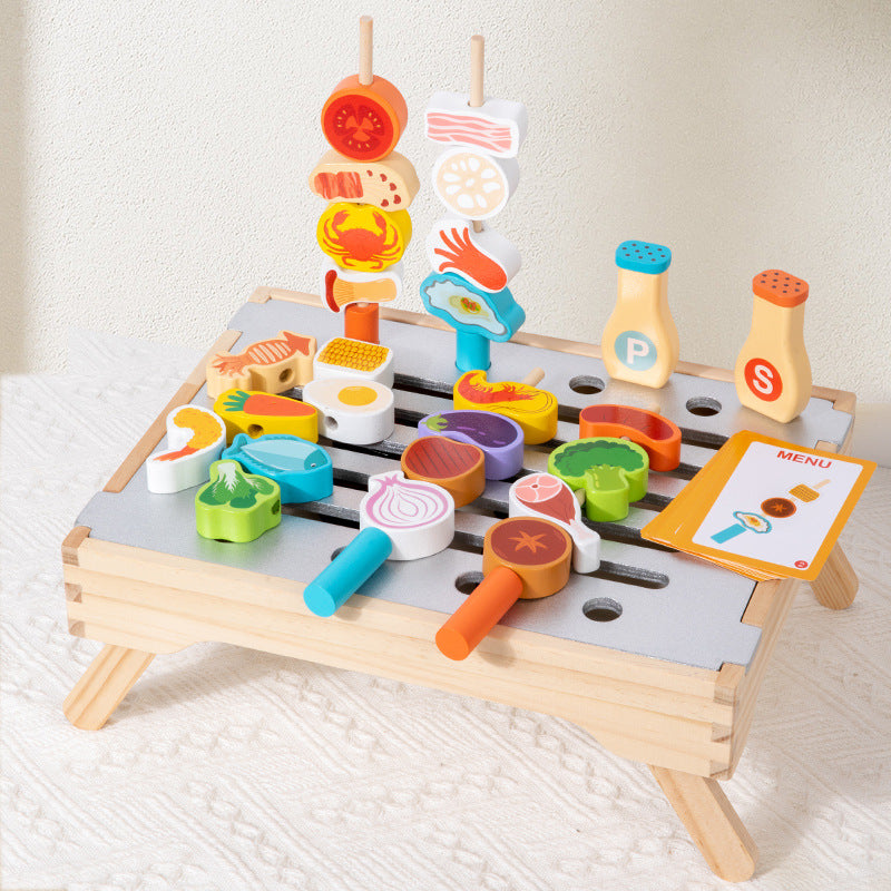 Cocina de Madera con Barbacoa Montessori | Juguete Educativo Niña 4–6 años