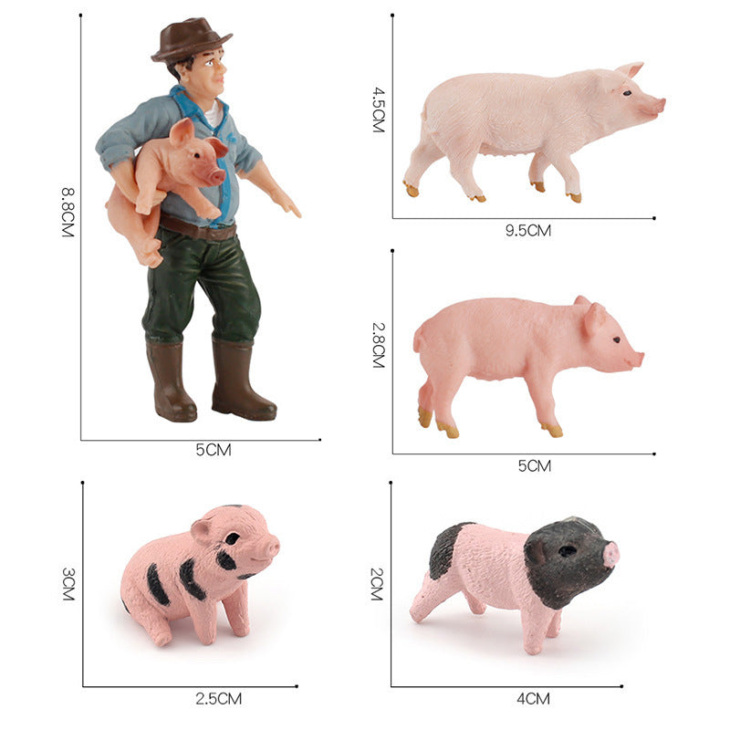 Set 5 Figuras Animales Granja PVC Juguete Niños 3+ años | ToyLab