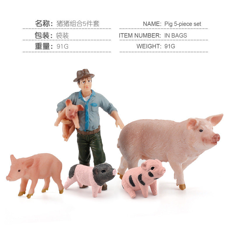 Set 5 Figuras Animales Granja PVC Juguete Niños 3+ años | ToyLab